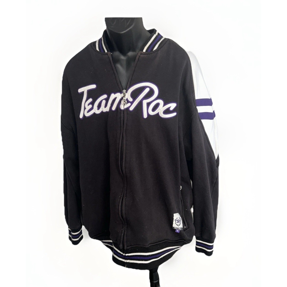 Rocawear Team Roc Vintage Varsity Jacket Men’s 3XL -Black Bomber Style - Hip Hop